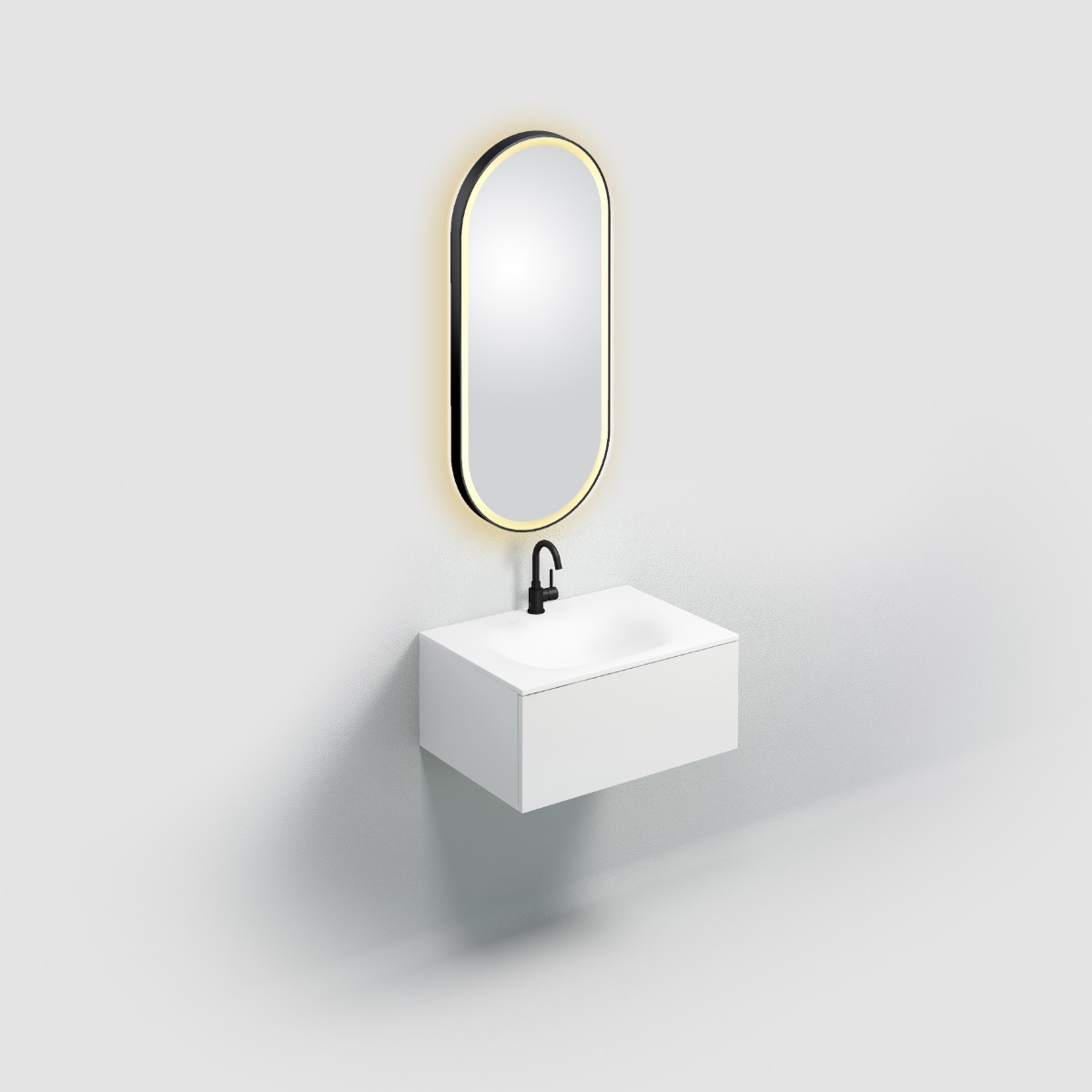 Clou - Look At Me Ovale Spiegel, Met 2700k Led-verlichting, Ip44, Met Een Omlijsting In Mat Zwart - Hover