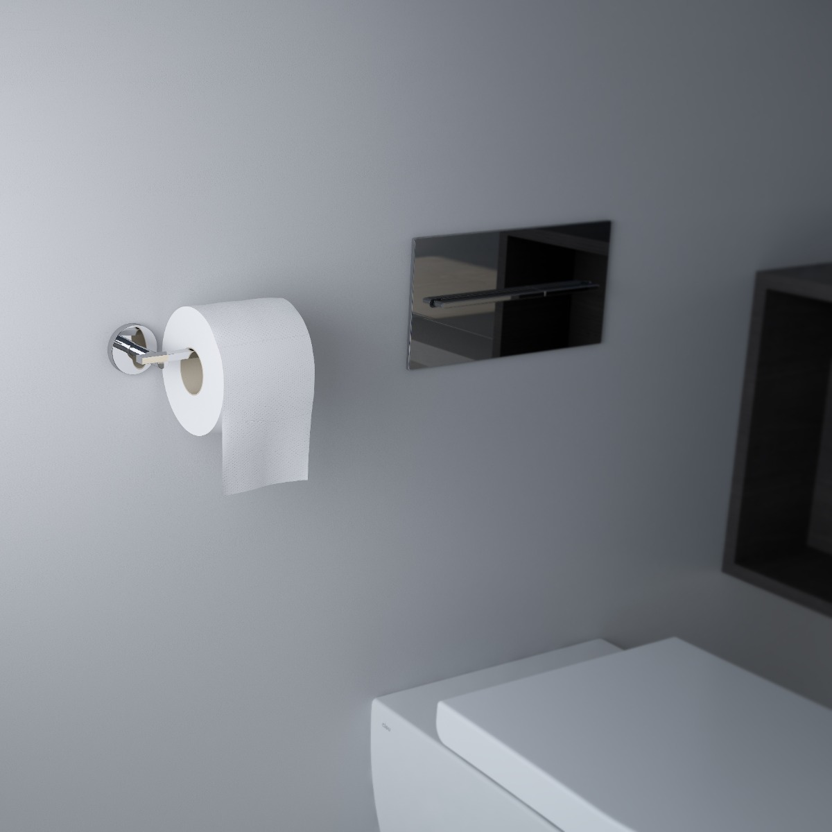 Clou - Flat Toiletrolhouder Zonder Klep, Chroom - Hover