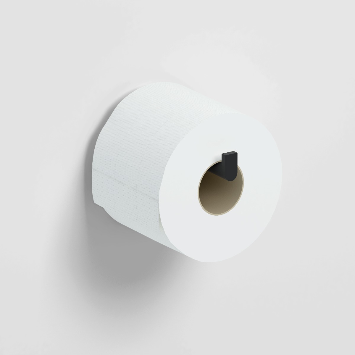 Clou - Flat Toiletrolhouder, Recht, Zonder Klep, Mat Zwart - Hover