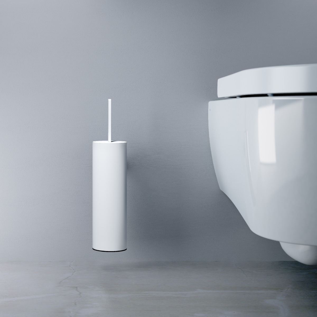 Clou - Flat Toiletborstelgarnituur, Wandmodel, Mat Wit - Hover