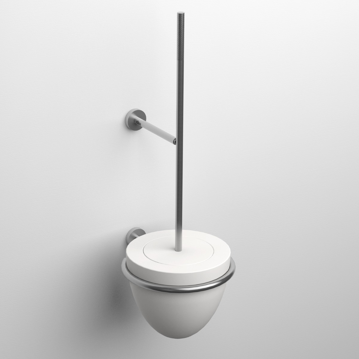 Clou - Slim Toiletborstelgarnituur Met Separaat Silicone Kapje, Wandmodel, Rvs Geborsteld En Aluite - Hover