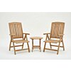 Deux chaises de jardin Linda en teck | réglables en cinq positions | 1 table d'appoint Rondo