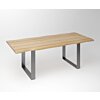 Eiken Boomstam Eettafel | Slab Edged-U Exclusive tainless Steel