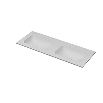 Ink Aspekt dubbele meubelwastafel 120x45cm - zonder kraangaten - Porselein mat wit