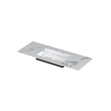 Ink Post Wastafel keramische slab envelop bak midden met 1 kraangat - Statuario glans - 1200x450x10 mm (bxdxh)