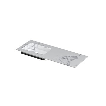 Ink Post Wastafel keramische slab envelop bak links zonder kraangat - Statuario glans - 1200x450x10 mm (bxdxh)