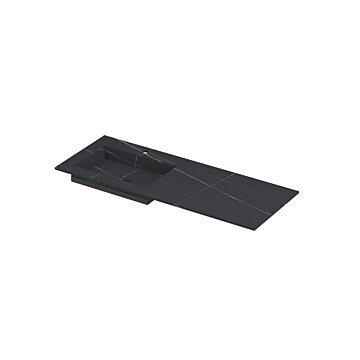 Ink Post Wastafel keramische slab envelop bak links met 1 kraangat - Lauren black mat - 1200x450x10 mm (bxdxh)