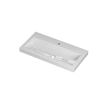 Ink Roots wastafel porselein met 1 kraangat - glans wit - 80x40x6cm (bxdxh)