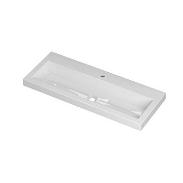 Ink Roots wastafel porselein met 1 kraangat - glans wit - 100x40x6cm (bxdxh)