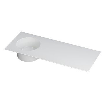 Ink UFO Wastafel porselein rond links zonder kraangat - Glans wit - 1200x480x180 mm (bxdxh)