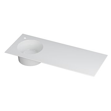 Ink UFO Wastafel porselein rond links met 1 kraangat links - Glans wit - 1200x480x180 mm (bxdxh)