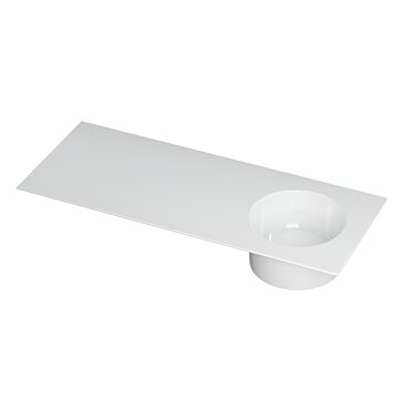 Ink UFO Wastafel porselein rond rechts zonder kraangat - Glans wit - 1200x480x180 mm (bxdxh)