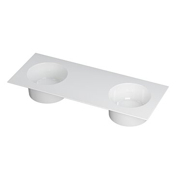 Ink UFO Wastafel porselein rond dubbel zonder kraangat - Glans wit - 1200x480x180 mm (bxdxh)