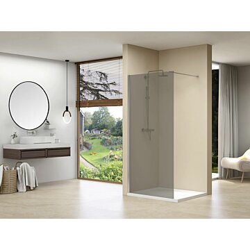 Van Rijn Products ST01MGR inloopdouche 100cm rookglas - chroom