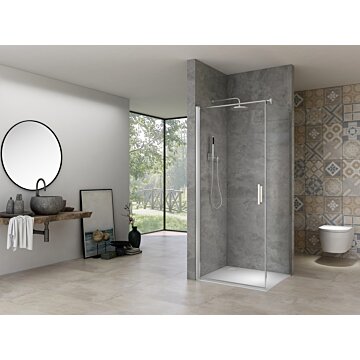 Van Rijn Products ST02LP150 douchecabine hoekinstap 80cm deur 90cm zijwand chroom