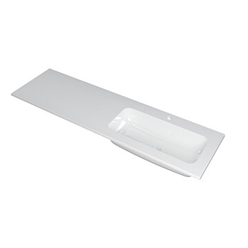 Ink Faktor Wastafel polystone rechts met 1 kraangat - Glans wit - 1600x450x15 mm (bxdxh)