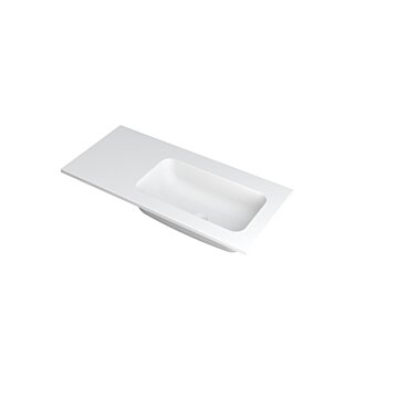 Ink Faktor Wastafel polystone rechts zonder kraangat - Mat wit - 1000x450x15 mm (bxdxh)