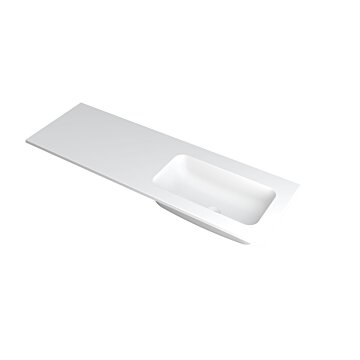 Ink Faktor Wastafel polystone rechts zonder kraangat - Mat wit - 1400x450x15 mm (bxdxh)
