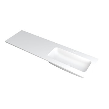 Ink Faktor Wastafel polystone rechts met 1 kraangat - Mat wit - 1600x450x15 mm (bxdxh)
