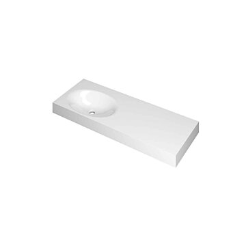 Ink Smooth Wastafel polystone links zonder kraangat glans wit 1200x450x90mm (bxdxh)