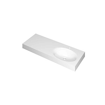 Ink Smooth Wastafel polystone rechts met 1 kraangat glans wit 1200x450x90mm (bxdxh)