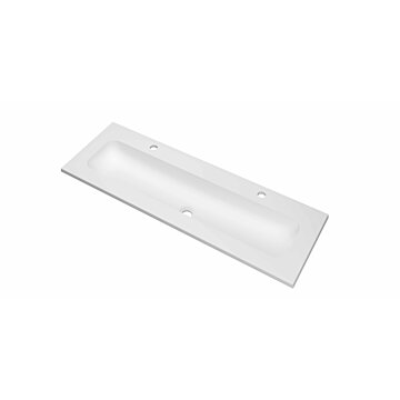 Ink Reflekt wastafel centraal polystone 120x40cm - 2 kraangaten - Mat Wit