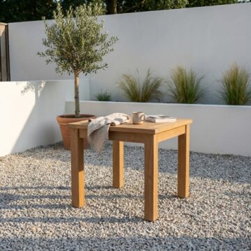 Tuintafel teakhout 90x90x75 vaste poten massief teak