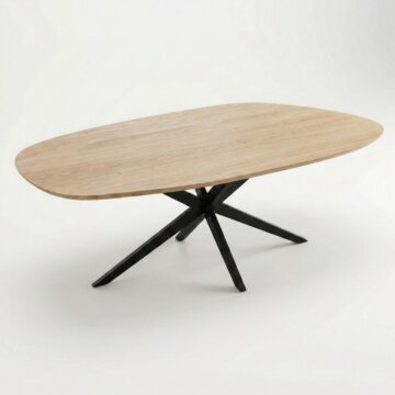 Pebble eikenhouten eettafel voor Japandi interieur