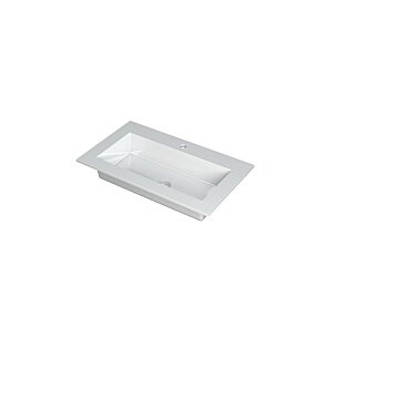 KRAFT Wastafel met enkele wasbak in polystone of quartz incl. always open plug in de kleur van wastafel | 80 x 45 x 1