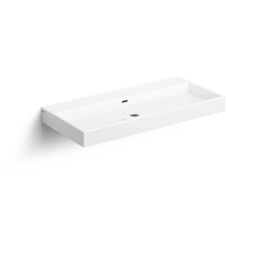 Wash Me wastafel 90cm, zonder plug, wit keramiek