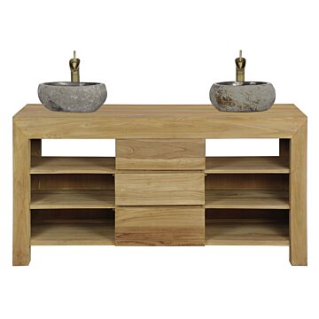 Teak Badkamermeubel Strak | 150x50x80 - DEV-BAD-DRS-150-50-80