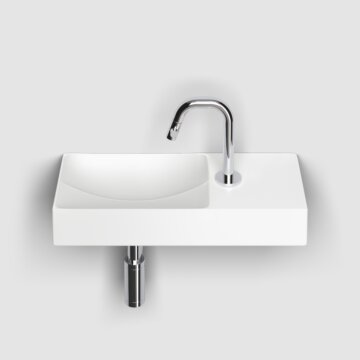 Clou - Vale Fontein Rechts 45cm, Met Kraangat, Mat Wit Keramiek
