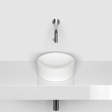 Clou - Vale Fontein, Ø22cm, Zonder Kranenbank, Mat Wit Keramiek