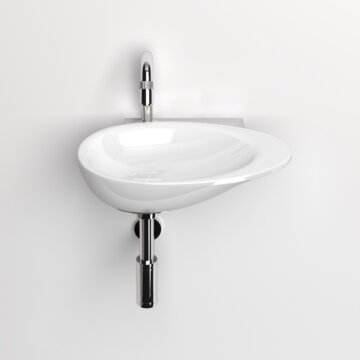 Clou - First Fonteinkom, Zonder Kranenbank, Met Afvoerplug In Chroom, Glanzend Wit Keramiek