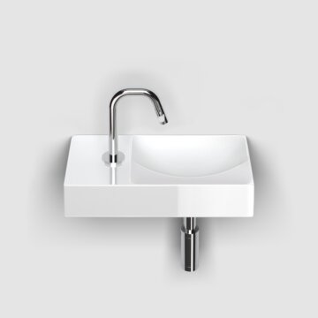 Clou - Vale Fontein Links 38cm, Met Kraangat, Glanzend Wit Keramiek