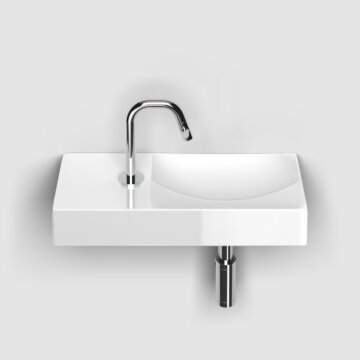 Clou - Vale Fontein Links 45cm, Met Kraangat, Glanzend Wit Keramiek