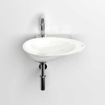 Clou - First Fonteinkom, Zonder Kranenbank, Met Afvoerplug In Chroom, Glanzend Wit Mineral Marmer