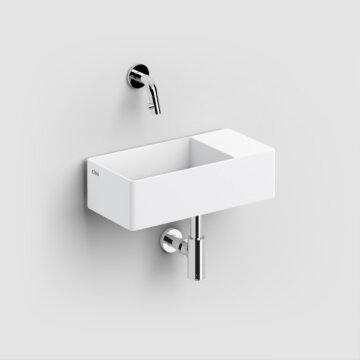 Clou - New Flush 3 Fontein Rechts, Met Afvoerplug, Met Voorbewerkt Kraangat, Mat Wit Aluite