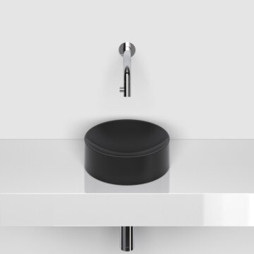 Clou - Vale Fontein, Ø22cm, Zonder Kranenbank, Mat Zwart Keramiek