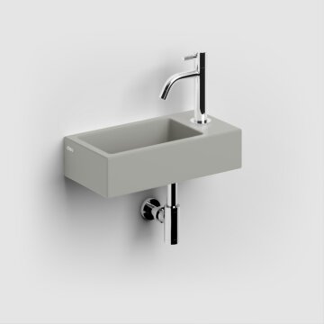 Clou - Flush 3 Fontein Rechts 36cm, Met Kraangat, Met Afvoerplug, Mat Grijs Keramiek
