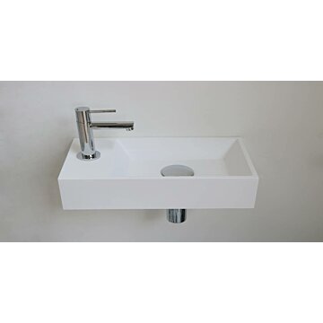 Contra Waskom | Kraanplateau Rechts | Polystone Mat Wit | 0 Kraangaten - SANI-INK3403004