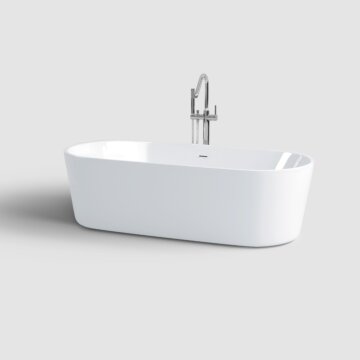 Clou - Inbe Vrijstaand Ligbad, Ovaal, Wit Acryl, Met Glanzend Witte Plug En Overloop