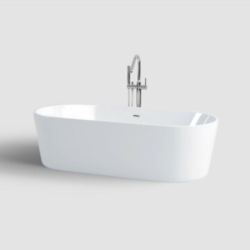 Clou - Inbe Vrijstaand Ligbad, Ovaal, Wit Acryl, Met Plug En Overloop In Chroom