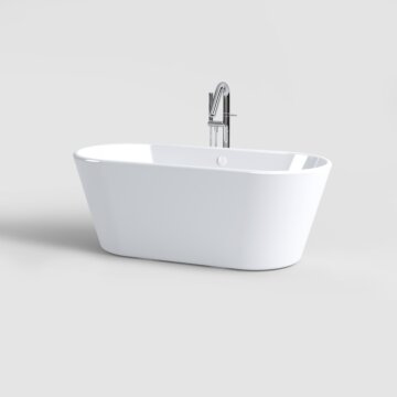 Clou - Inbe Vrijstaand Ligbad, Ovaal, Wit Acryl Met Glanzend Witte Plug En Overloop