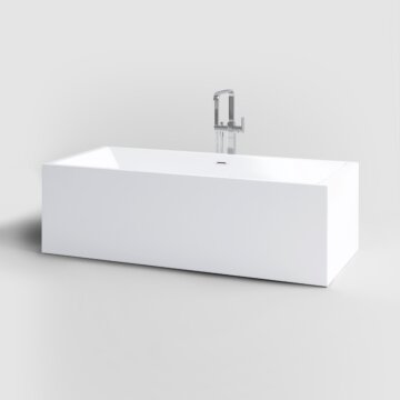 Clou - Inbe Vrijstaand Ligbad, Rechthoekig, Wit Acryl, Met Glanzend Witte Plug En Overloop