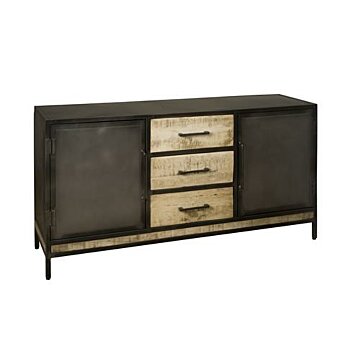 W/N & Iron Dressoir | 2 Deuren | 3 Laden | 168x46x82 - TWR-IF0890