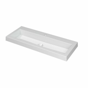 Ink Dock Wastafel Polystone met 1 kraangat - Glans wit - 100x40 cm