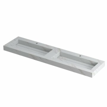 Ink Pitch dubbele meubelwastafel 180x45cm keramische slab - 2 kraangaten - Calacatta
