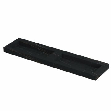 Ink Pitch dubbele meubelwastafel 180x45cm keramische slab - 2 kraangaten - Lauren black