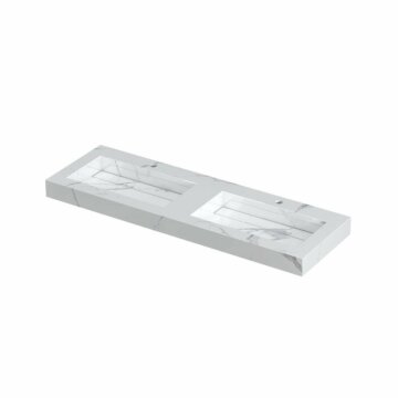 Ink Pitch dubbele meubelwastafel 140x45cm keramische slab - 2 kraangaten - Statuario